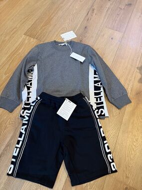Stella McCartney Black Elastic-Waist Logo Sweater set.